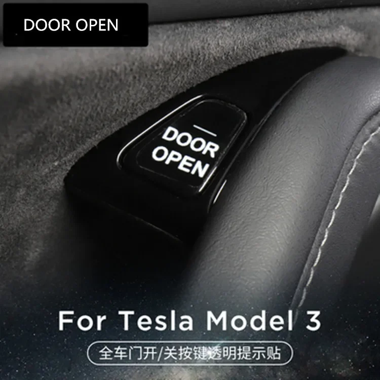 For Tesla Model 3 Y Door Open Luminous Stickers Exit Button Reminder Sticker Fluorescent Paste Car Accessories Model 3 2017-2020