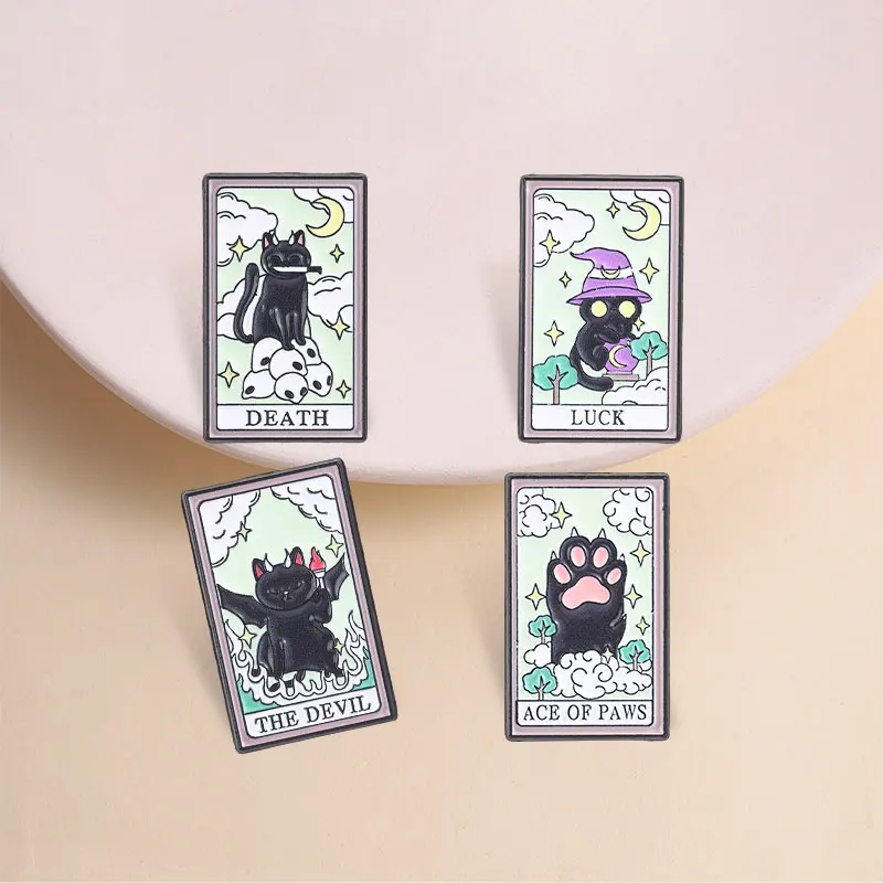 Tarot Card Enamel Pins THE DEVIL Black Cat The Coffee The Nurse The Thinker The ADHD Brooches Lapel Badges Jewelry Gifts
