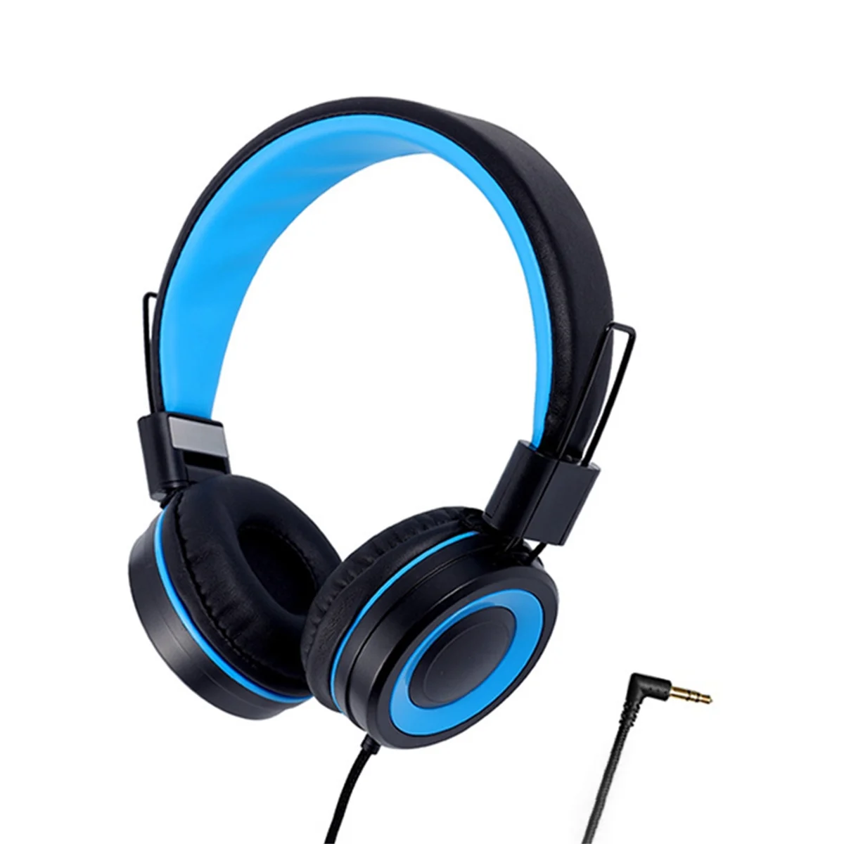 Children'S Headphones Headset Wired Colorful Laptop Tablet Phone for Learning Online Class Headphones,Black+Blue