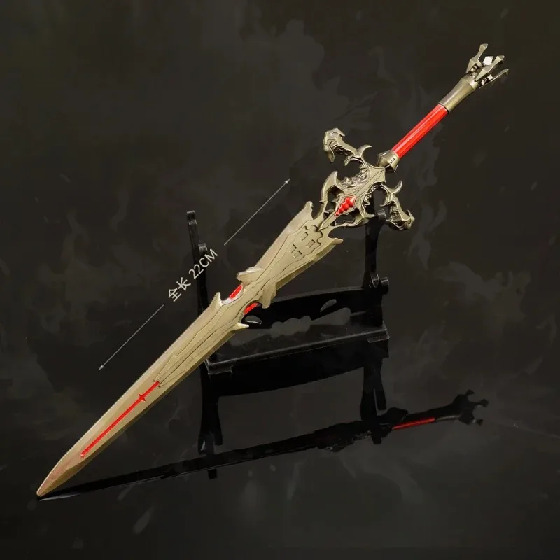 Arma de juego de fantasía de 22cm, espada de llama, modelo de aleación, periféricos de nube de Katana, espada samurái, Cosplay, regalos de cumpleaños, juguetes para niños