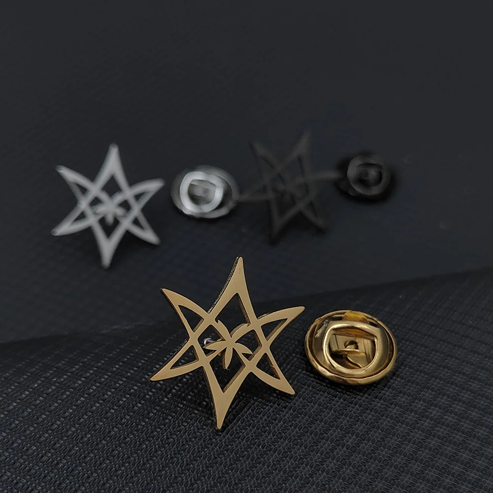 Gold Color Pentagram Brooch Badge Men's and Women's Blouses Five Pointed Star Metal Collar Lapel Pin Shirt Clothes Accessories