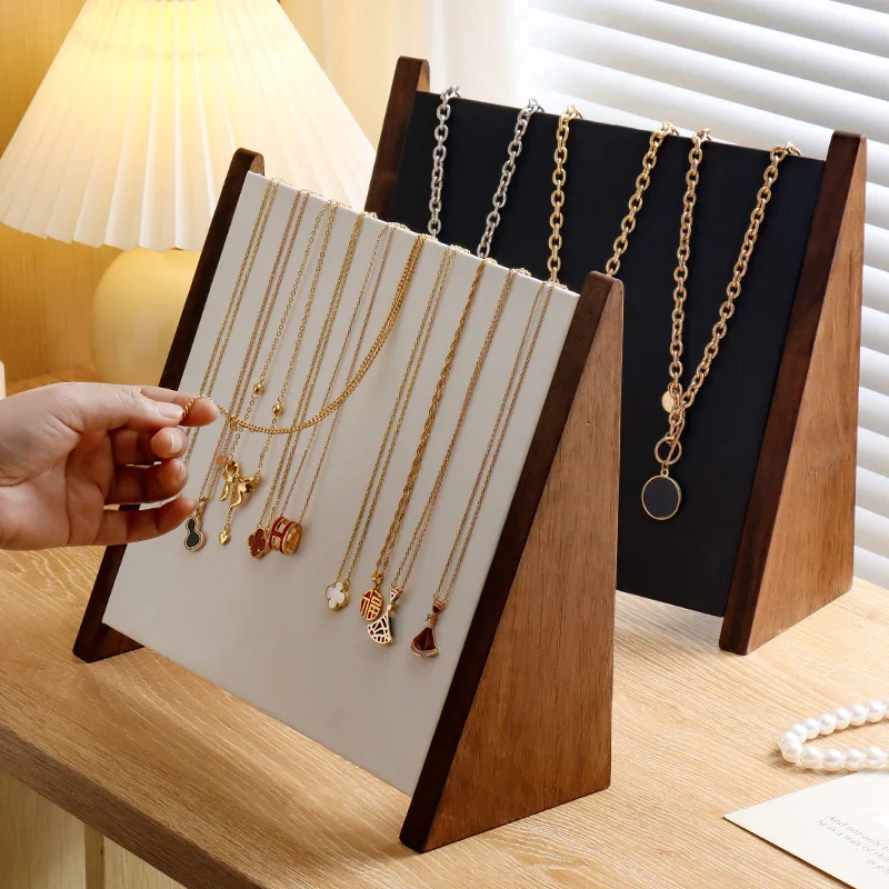 Wooden Design Sloping Necklace Display Stand High-end Bracelet Stand Counter Jewelry Display Equipment Necklace Storage
