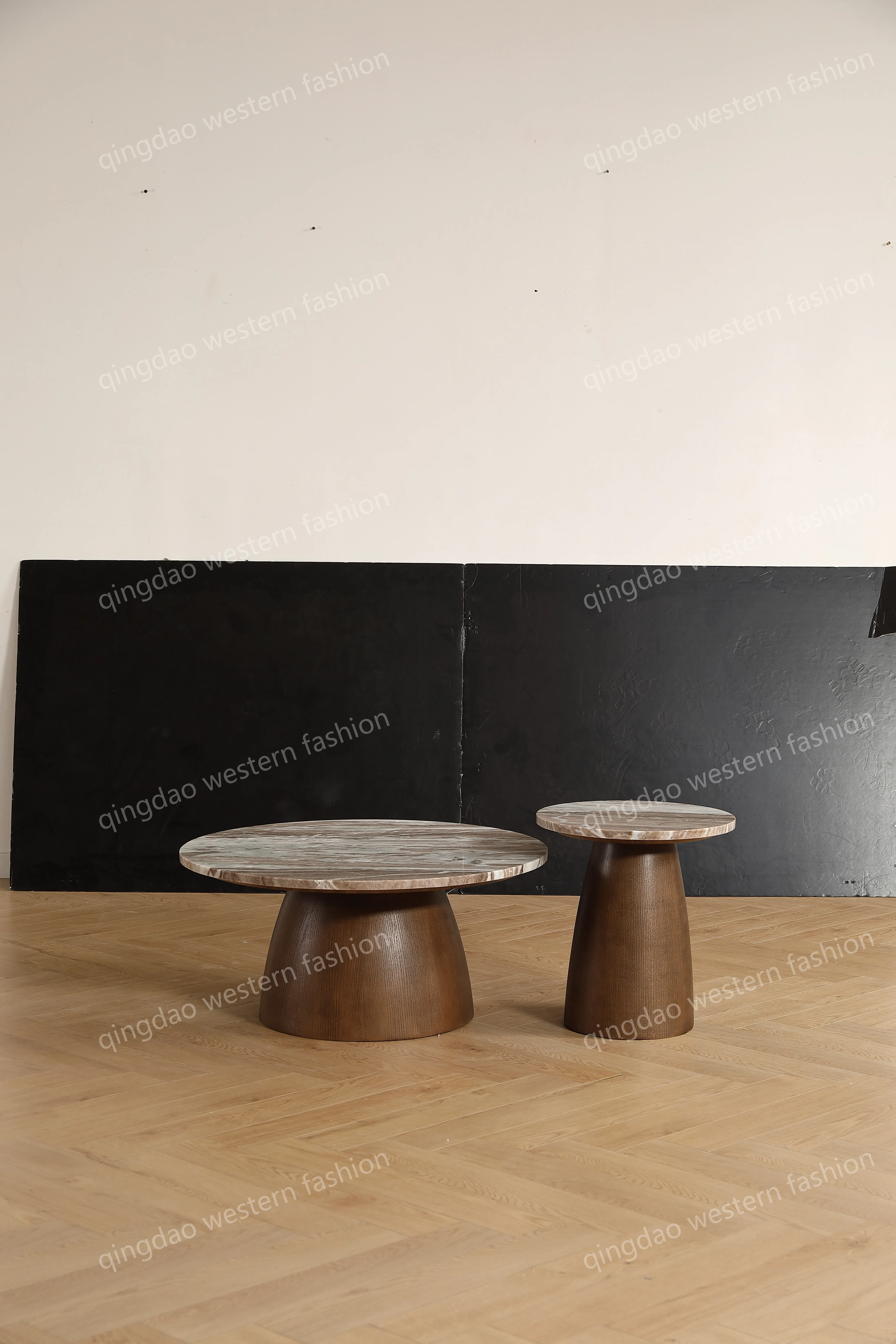 Modern Nordic Style Round Coffee Table with Fantasy Brown Marble Dining Living Room Furniture Set for Hotels Villas
