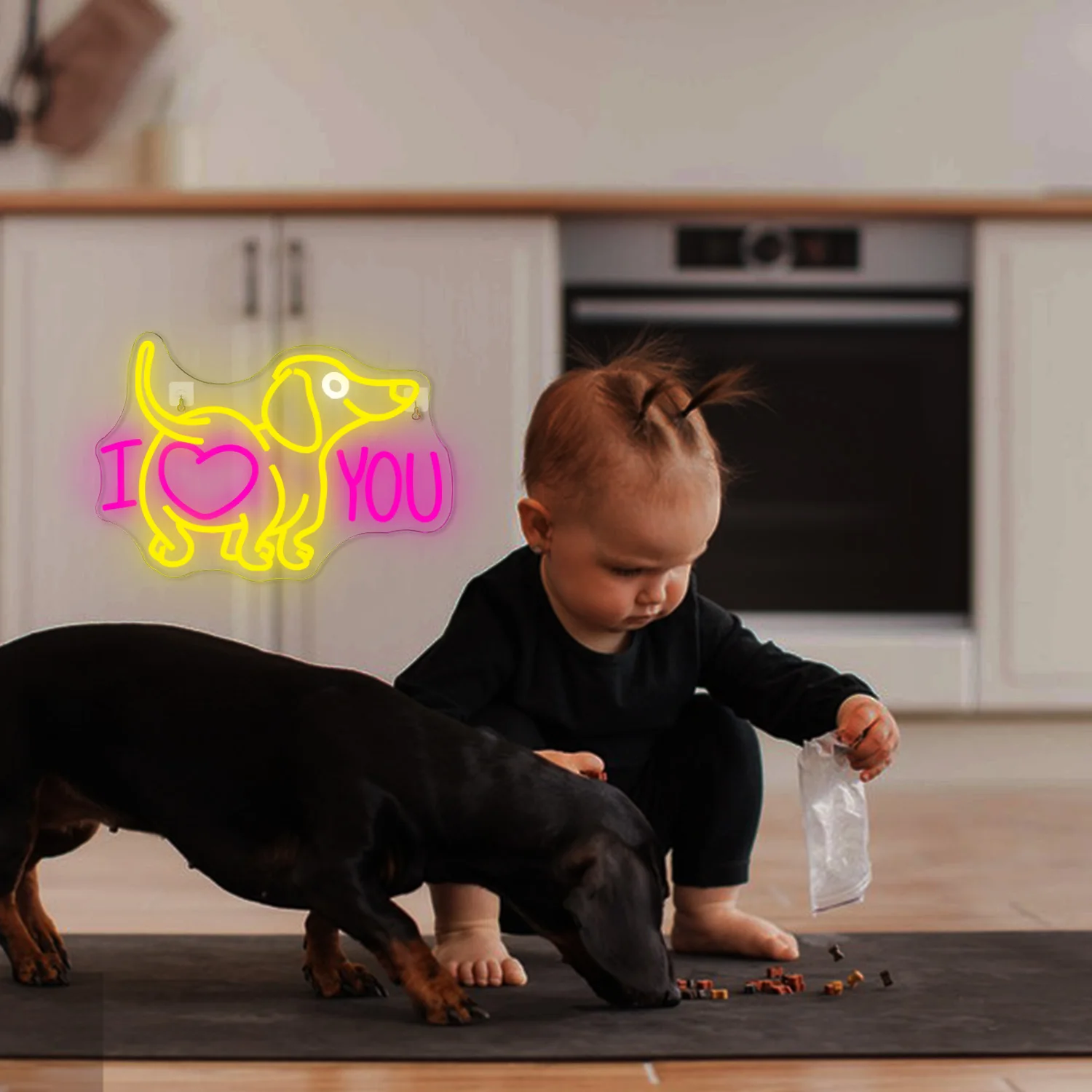 I Love You Cute Dog Neon Sign Led Glowing Hanging Light Room Decoration For Home Bedroom Bar Party Club Kids Birthday Gift Lamp