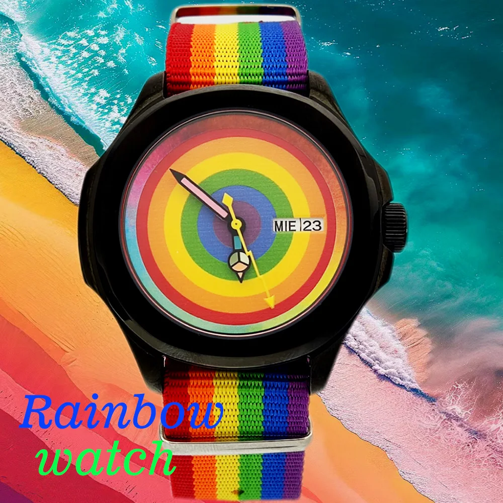 Men\'s custom 44mm automatic mechanical watch logo watch NH35 movement watch Rainbow mechanical watch