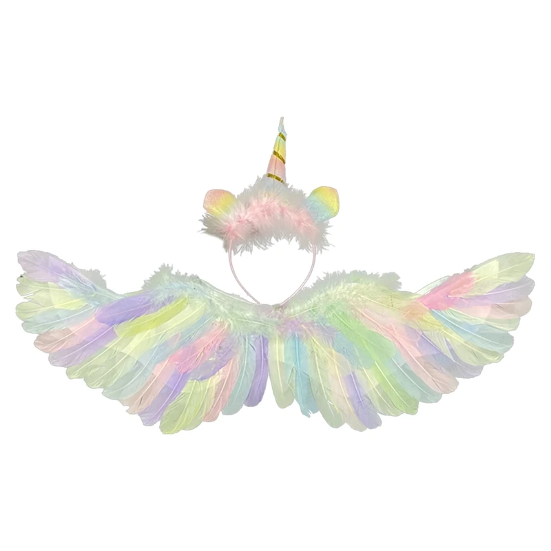 

3PCS Angel Hair Hoop Wings Performance Props Travel COS Princess Show Devil Swallow Feather Wings Decoration