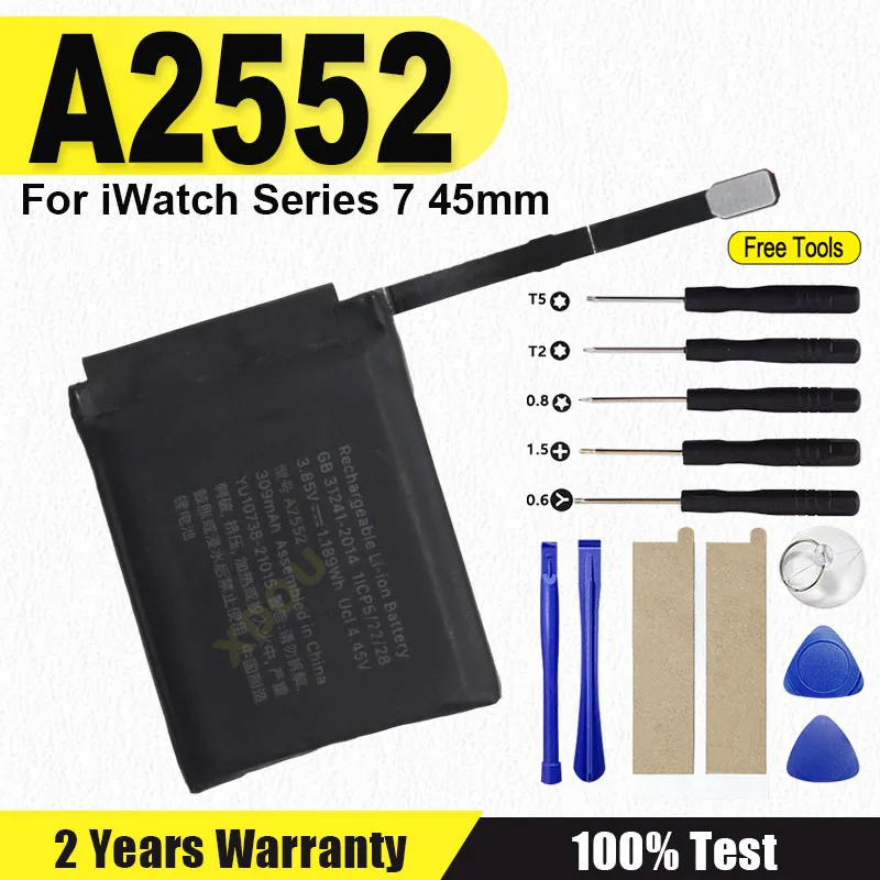 

Новый A2552 для Apple Watch Series 7, 45 мм, 309 мАч, сменный аккумулятор iWatch + бесплатные инструменты