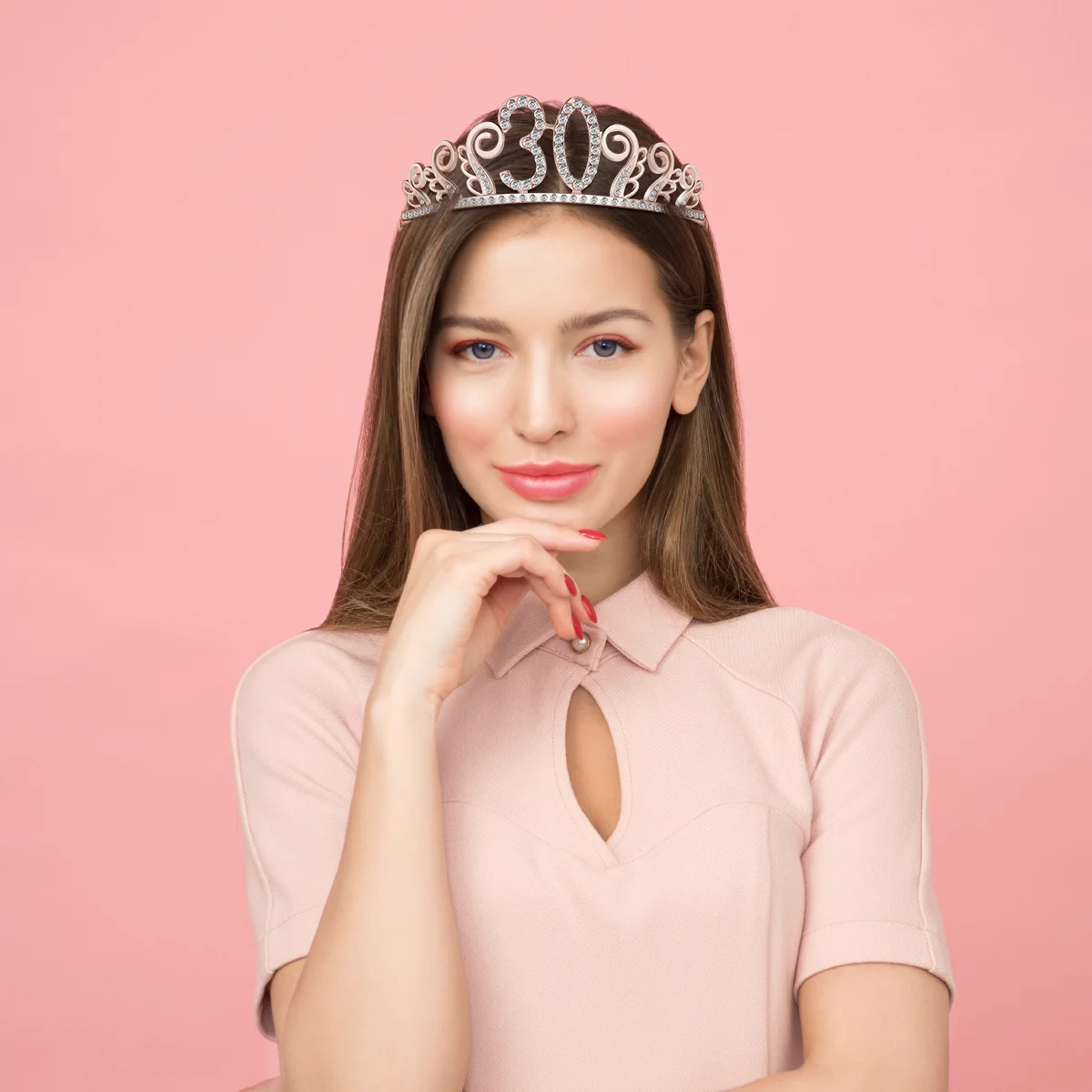 

1Pcs 30th Birthday Crystal Tiara Crown Rhinestone Headbands Number 30 Design Dance Party Accessory for Girls Women
