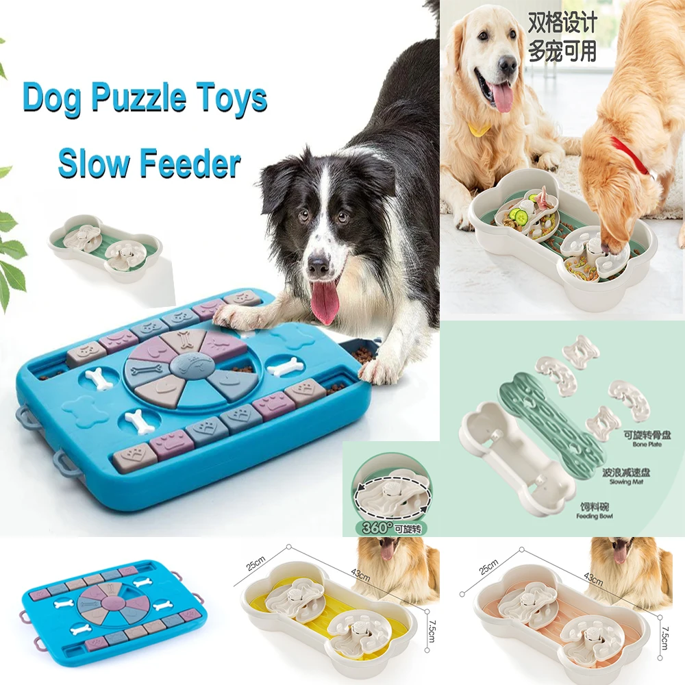 

Dog Puzzle Toys Slow Feeder Interactive Increase Puppy IQ Food Dispenser Slowly Eating NonSlip Bowl Pet Cat Dogs Training Game