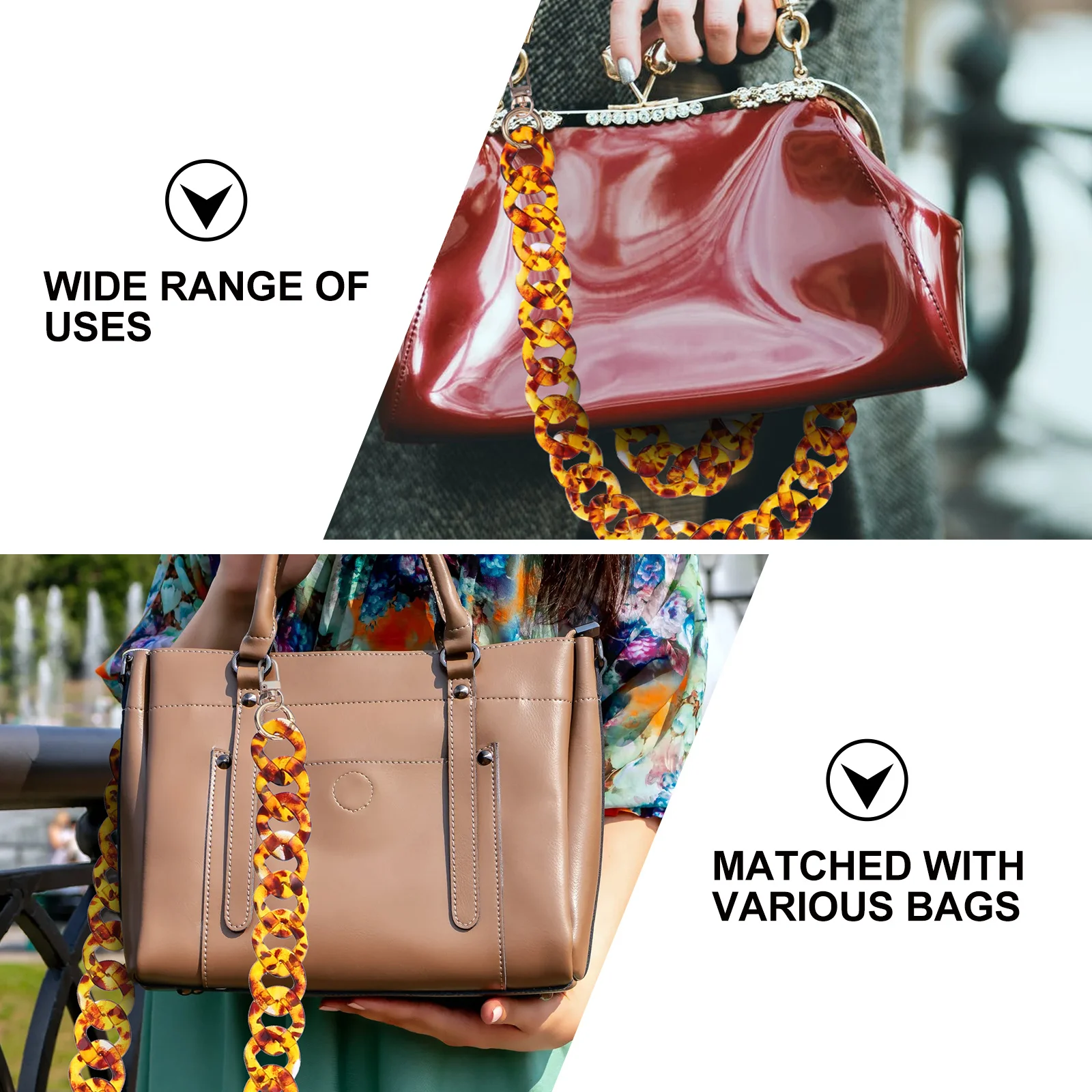 

1Pcs Leopard Resin Chain Versatile Bag Accessory Anti Aging Properties Smooth Bright Surface Creative Handbag Chain Practical