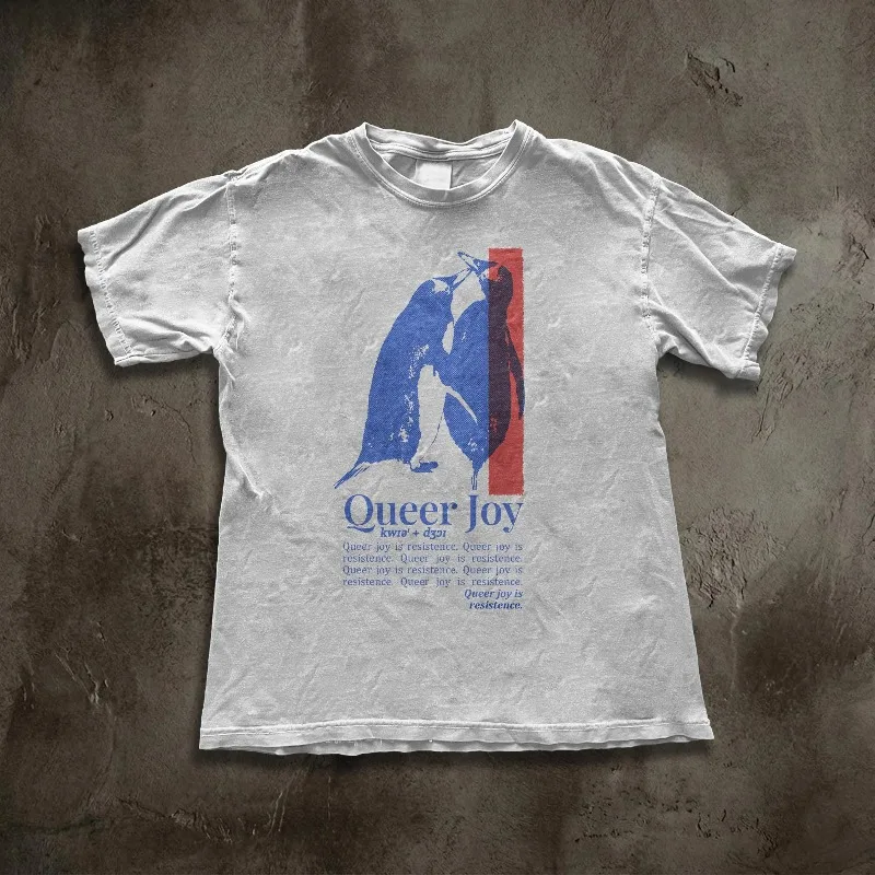 Queer Joy Penguin Graphic Tee Four season popular unisex cotton T-shirt
