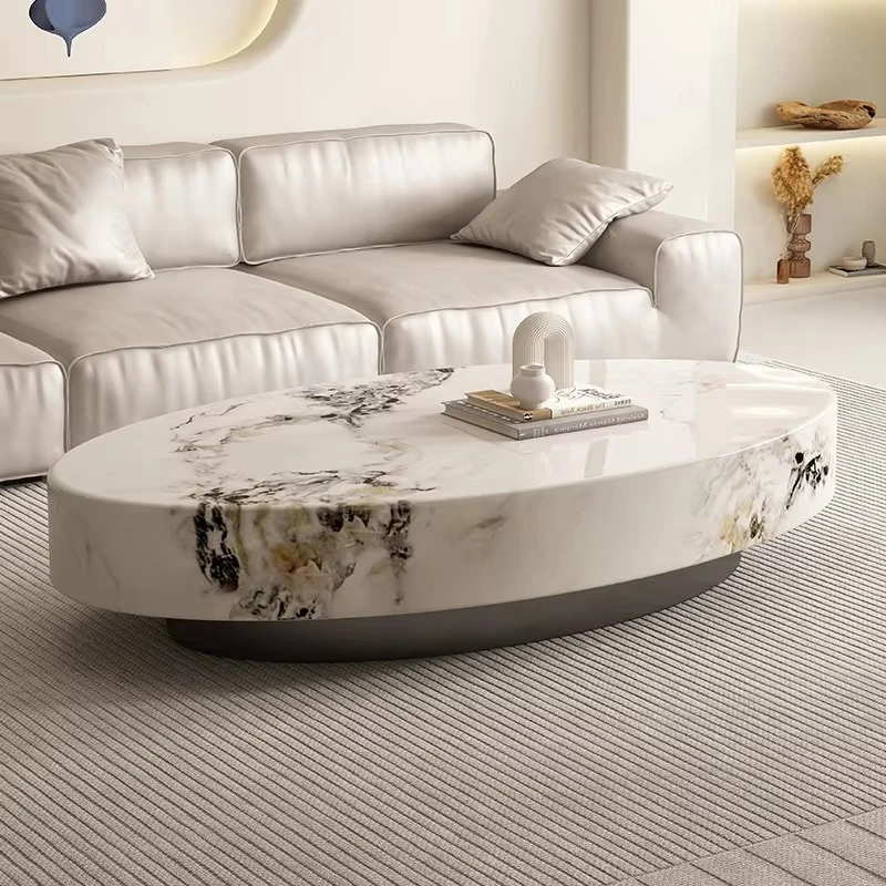 Luxury oval marble coffee table modern home minimalist