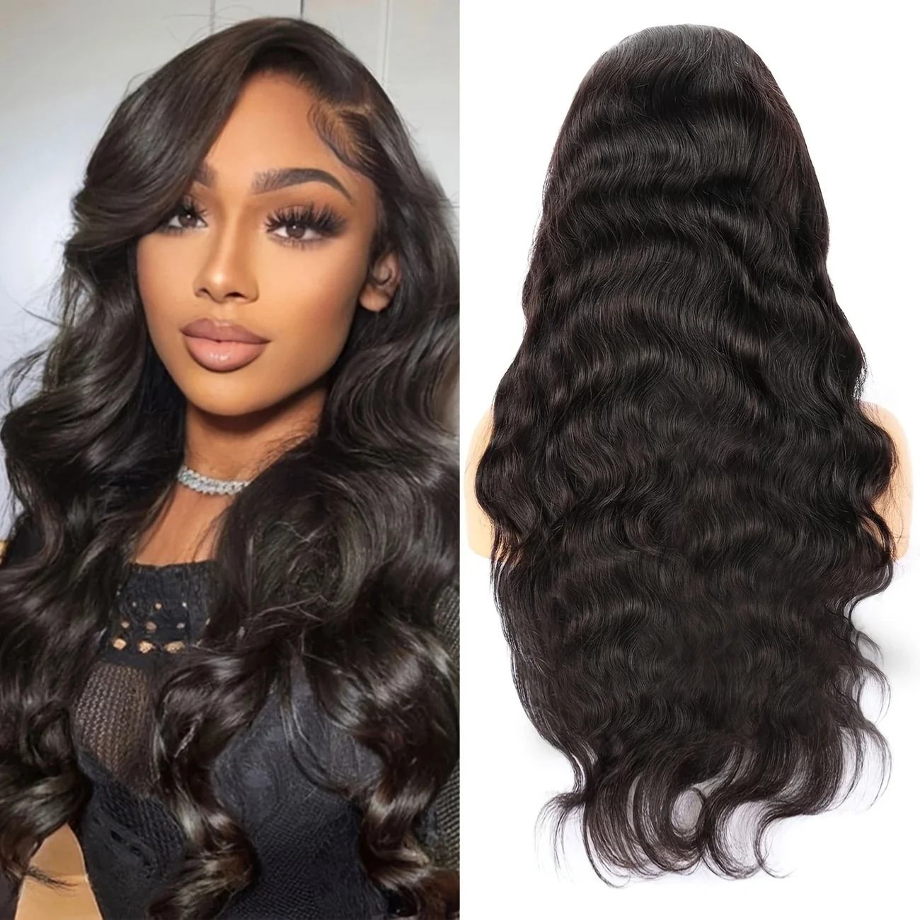 

Body Wave 5×5 Lace Frontal Human Hair Wigs 13×4 Transparent 220Density Natural Color Pre Plcked 13×6 Lace Front Wig For Women 1B