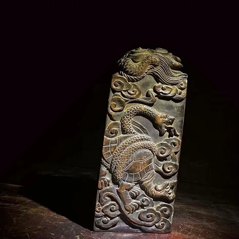 Brass with finely carved characters of the True Martial Emperor's Five Thunder Decree, Taoist cultural supplies token, Tru