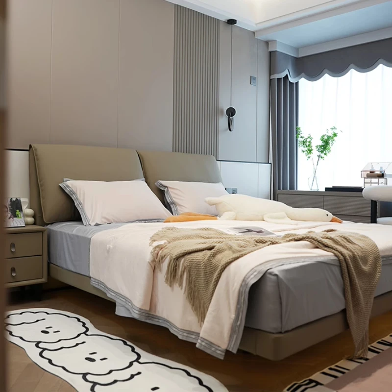 صالة تخزين سرير مزدوج للبالغين ألواح أمامية منزلية صلبة سرير مزدوج أثاث غرفة نوم عائم حديث من Muebles Para Hogar