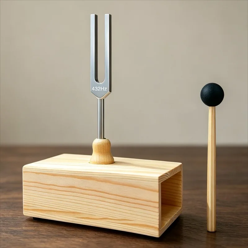 Medical Tuning Fork 432HZ Tuning Forks with Wooden Resonance Box Meditation Sound Healing Aluminum Alloy Percussion Instruments