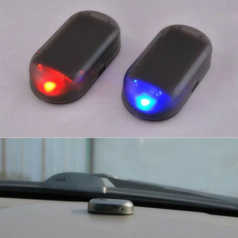 1/2Pcs Car Fake Security Light Solar Powered Simulated Dummy Alarm Wireless Warning Lamp LED Flashing Anti Theft Caution Lamp Ac