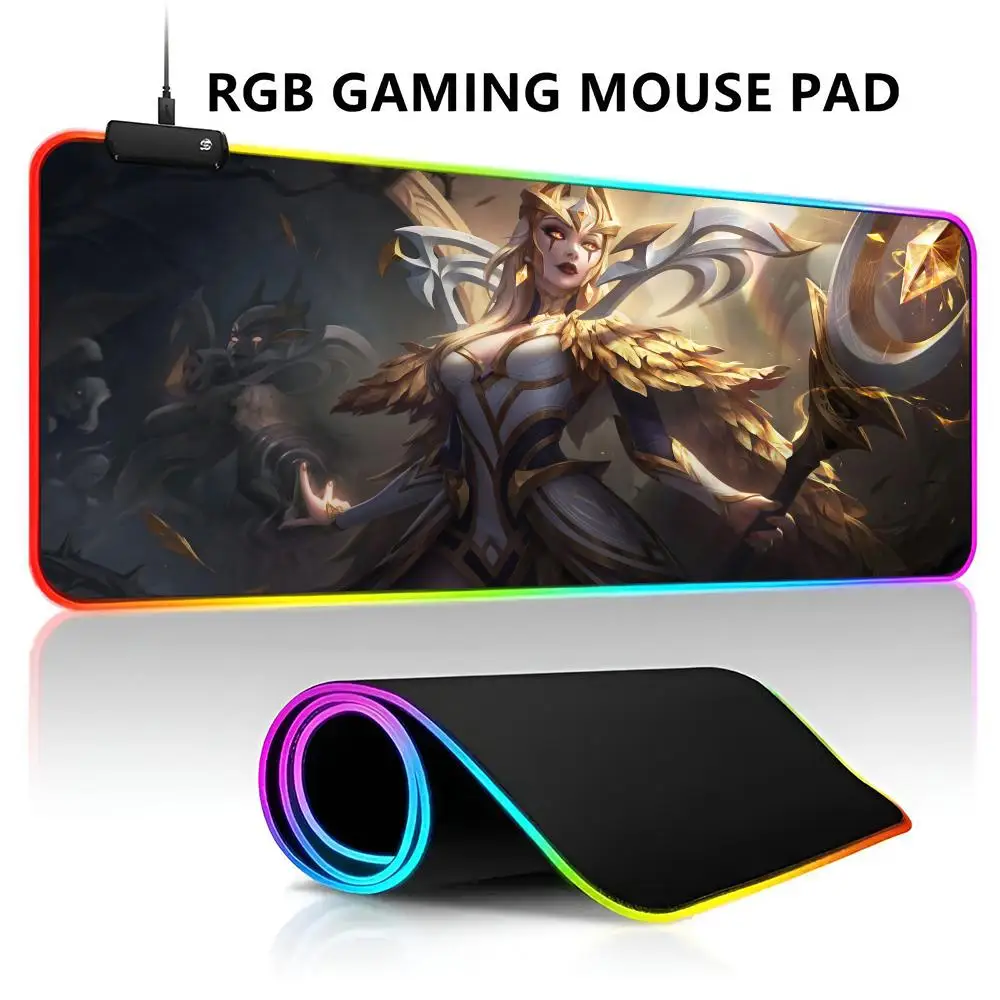 game l-league of l-legends Mouse Pad RGB LED Light Gaming Large Gamer Mouse Carpet Big Mause Keyboard Pad PC Desk Play Mat with