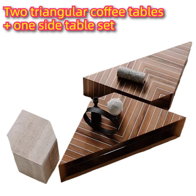 

designer creative center table art living room size rectangular villa decoration home Modern simple triangle wooden coffee table