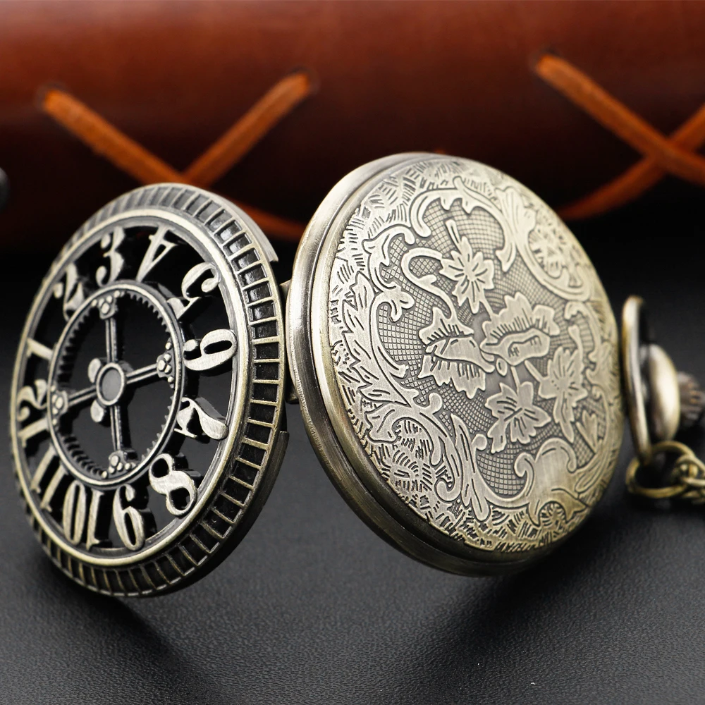 Retro Mini Exquisite Time Hollow Quartz Pocket Watch Necklace Clock Cross Digital Men's and Women's Best Gift Accessories