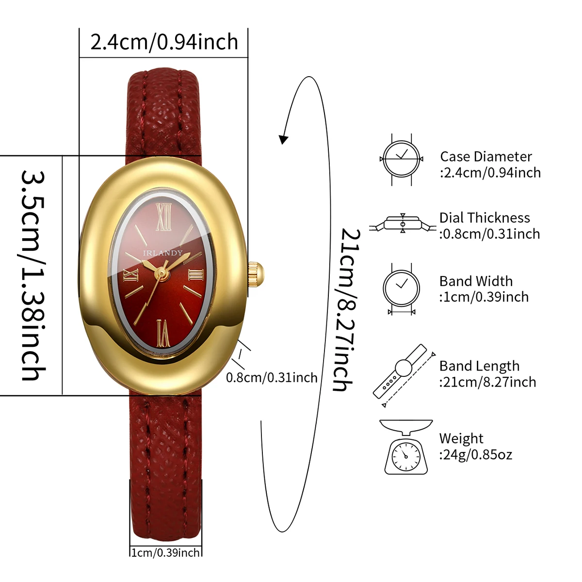 Elegant Ultra-thin Leather Strap Women Quartz Watch Fashion Oval Dial Ladies Watches Relogio Feminino Clock Gift（Without Box） - view 6