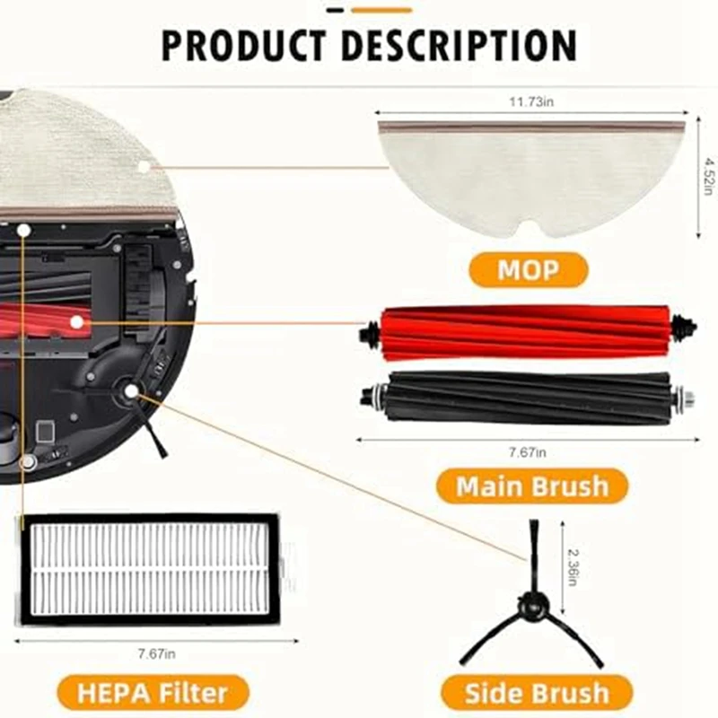 Kit aksesori pengganti kompatibel untuk Q8 Max /Q8 Max +/Q5 Pro/Q5 Pro + Penyedot Debu