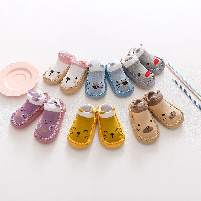 Toddler Indoor Sock Newborn Prewalker Kids Cotton Socks Winter Thick Terry Baby Girl Sock Rubber Sole Infant Funny Cartoon Sock