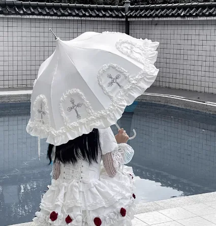 Lolita Princess Sun Umbrella, Colorful Lace Birdcade Parasol, Cute Sunshield & UV Protection for Women, Elegant Summer