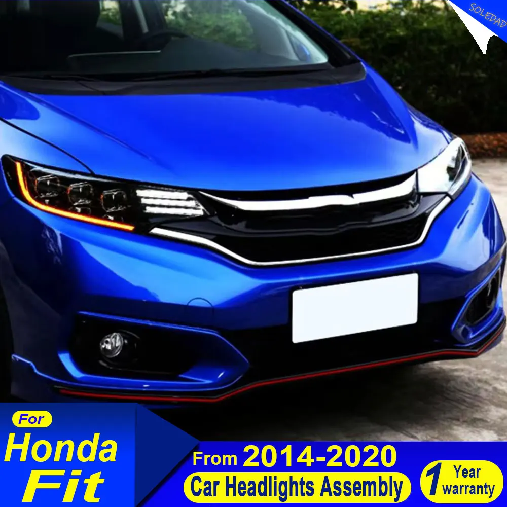 

Car Headlights For Honda Fit GK5 2014 2015 2016 2017 2018 2019 2020 Full LED Assembly Upgrade High Configure Projector Lens