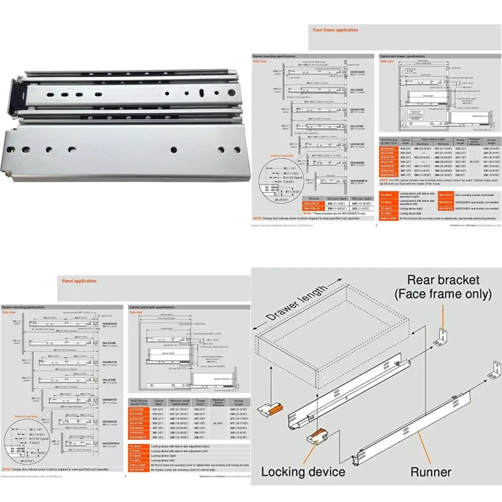 Prowadnica do szuflady o pełnym wysuwie, udźwig 227 kg (500 LB), długość 66 cm (26 cali), do zastosowań wymagających wysokiej wytrzymałości.