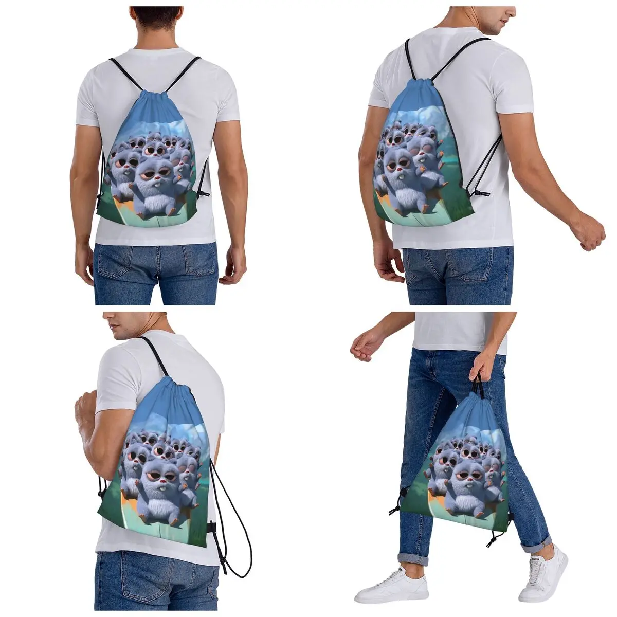 Animation Grizzy And The Lemmings Cartoon Anime Backpacks Portable Drawstring Bags Sports Bag Book Bags for Man Woman Students