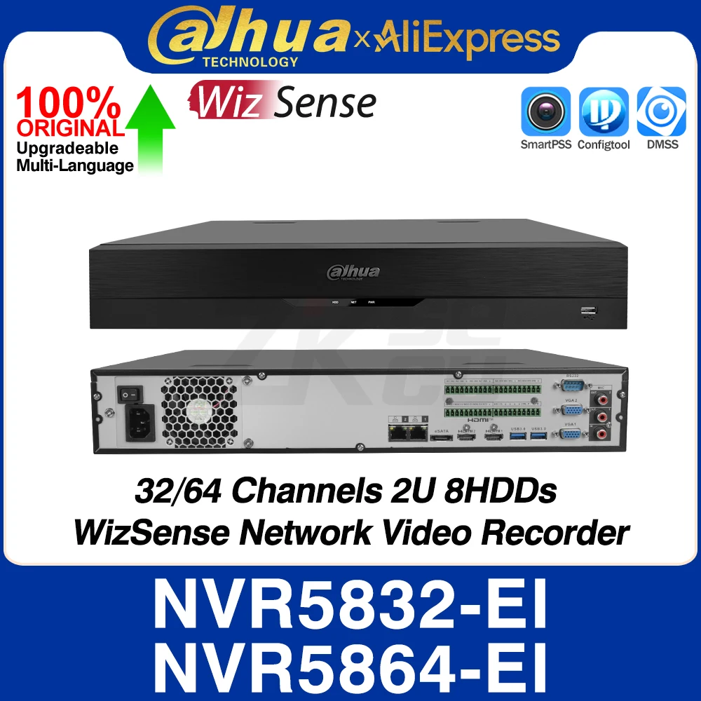 Dahua NVR5832-EI NVR5864-EI 32/64CH 8HDD 2U Wizsense Network Video Recorder AI By NVR SMD Plus Face Detect Recognition AcuPick