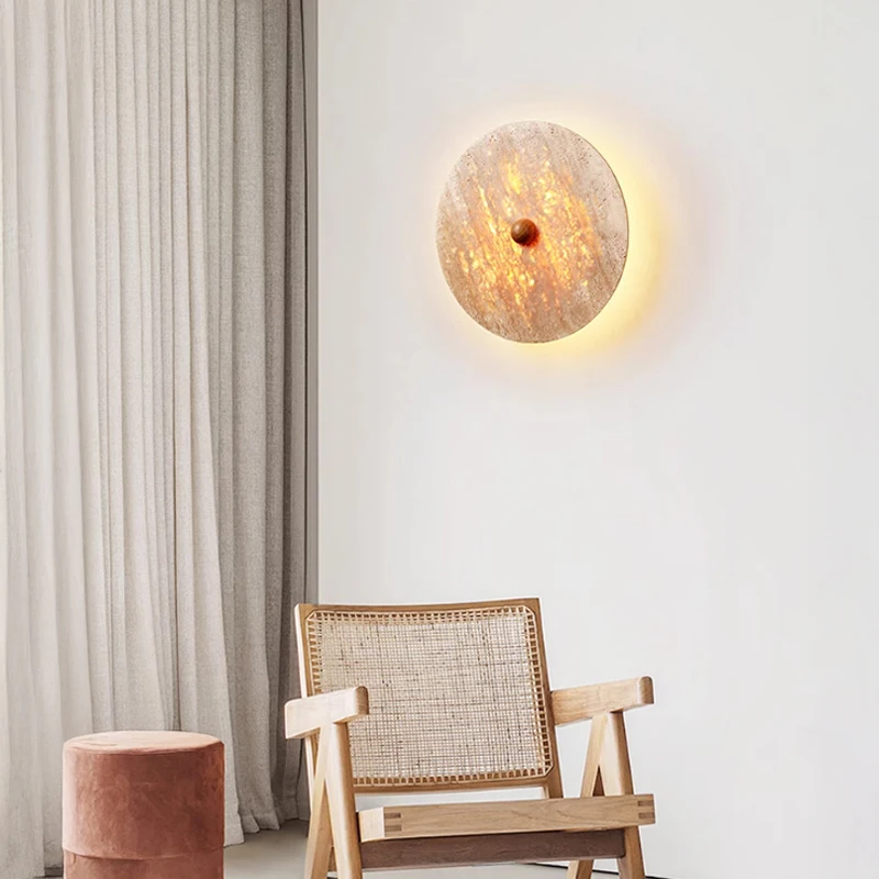 Wabi-Sabi-Stil Song-Dynastie ästhetische Designer runde Mid-Century Cloud Stone Wandleuchte