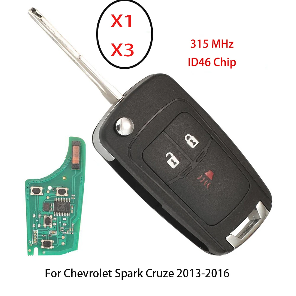 Jingyuqin X1 X3 New Remote Car Key Fob 315MHz ID46 Chip For Chevrolet Spark Cruze 2013 2014 2015 2016 Control Part