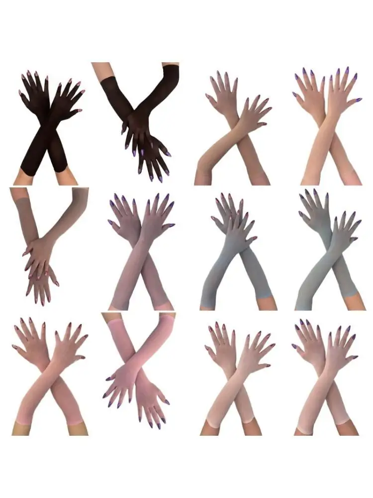 

39BB Lady Long Nails Gloves for Halloween Party Costume Props Arm Sleeves for Cosplay Event Gathering Photography Armwear