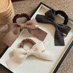 Autumn Winter Big Bow High Elastic Hair Tie Fashion Simple Small Intestine Hairband Gentle Low Ponytail Ball Head Holder Hair Ro