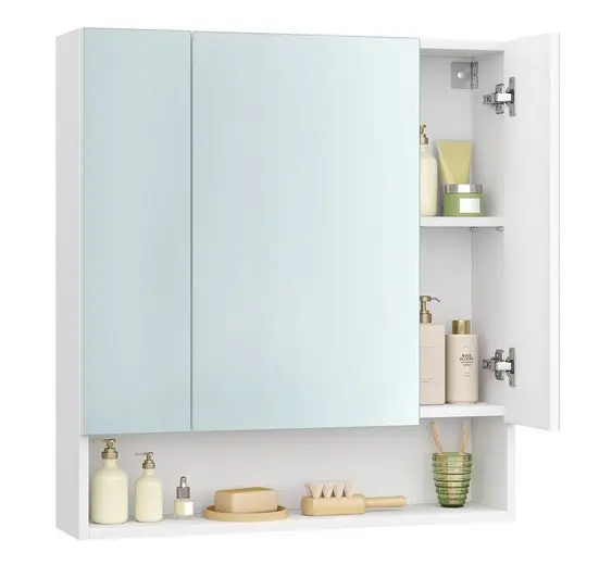 VASAGLE wardrobe bathroom wardrobe bathroom wardrobe with 3 doors open compartment adjustable shelves