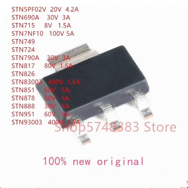 10PCS STN5PF02V STN690A STN715 STN7NF10 STN749 STN724 STN790A STN817 STN826 STN83003 STN851 STN878 STN888 STN951 STN93003 SOT223