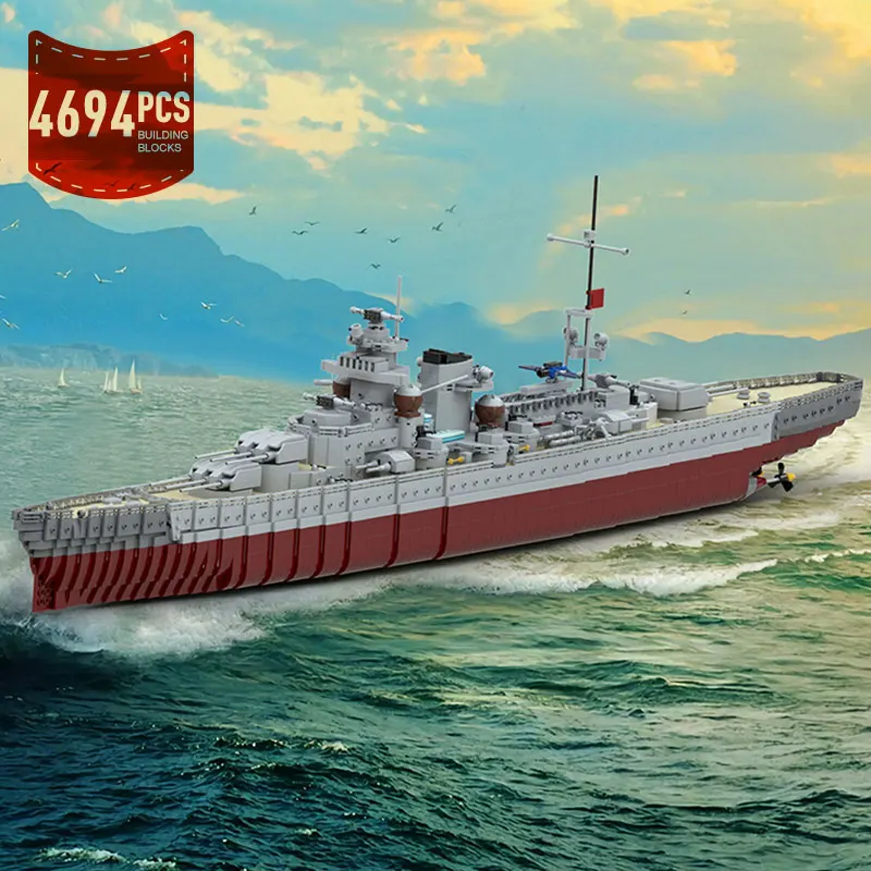 MOC KMS Gneisenau Battlecruiser Germany Military Aircraft Carrier Building Blocks Set Battleship Bricks MOC-15423 Toy Kid Gifts