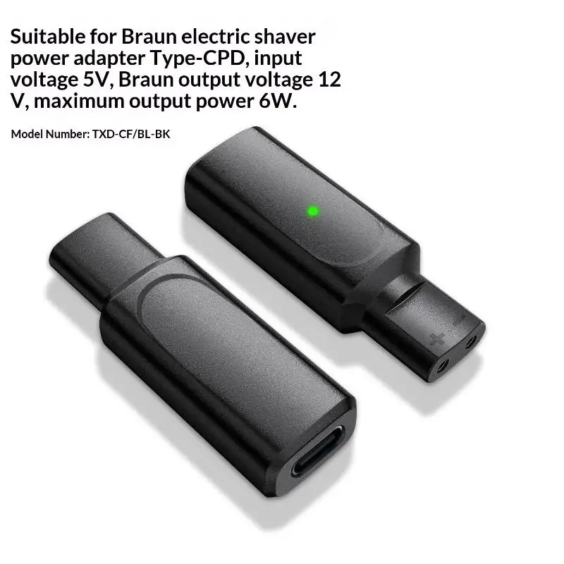 New 1Pcs Charging Converter 12V Type-C Shaver Charger Adapter Fit For Braun Series 3 5 7 9 6 1 XT5 Electric Shaver Machine