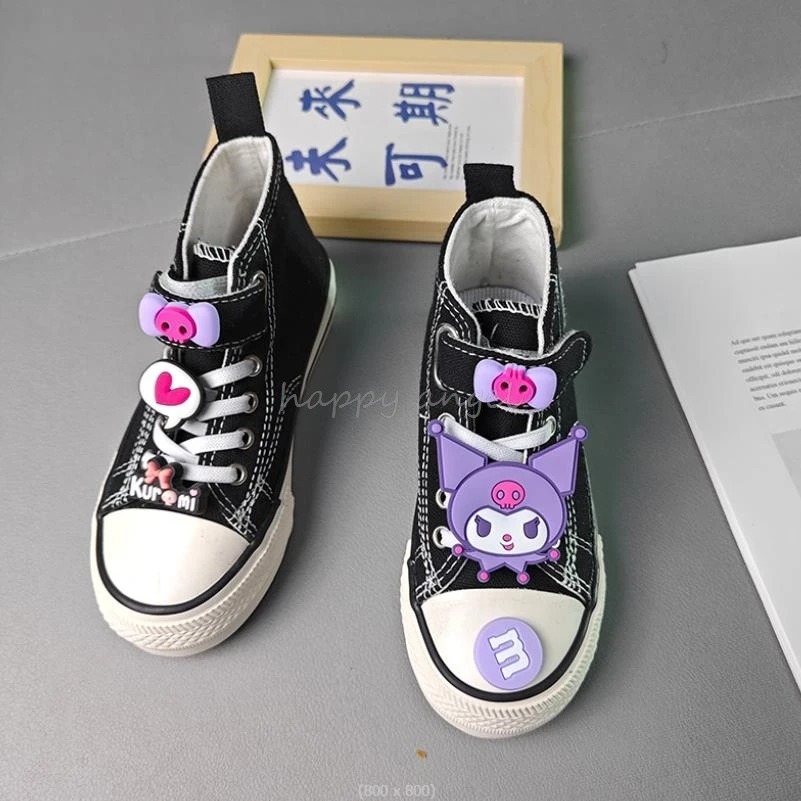 Lovely Kuromi Melody Children Canvas Shoes Girls Running Sneakers Spring Fashion Teenager Kids Shoes For Boy Casual Shoes 26-37