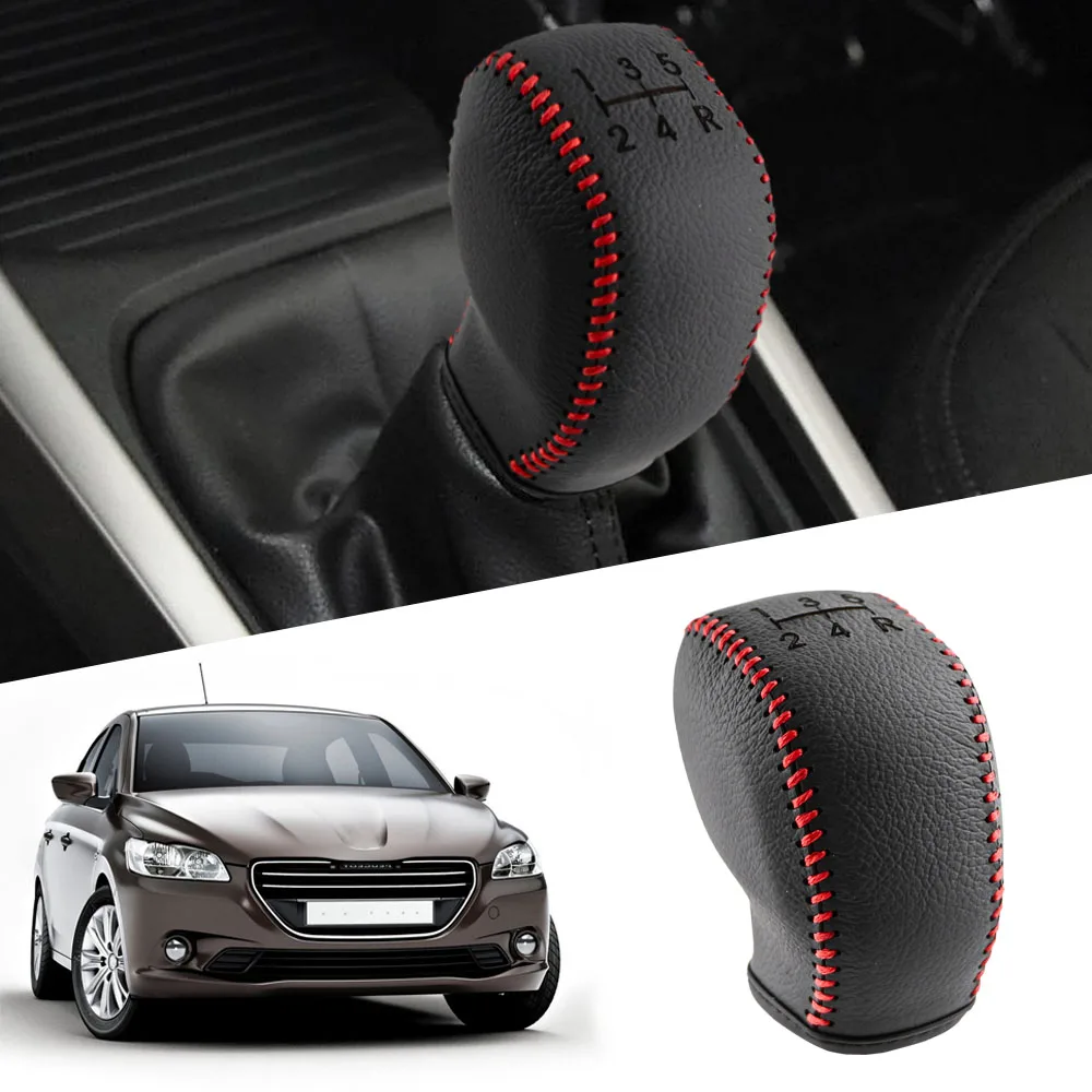 For Peugeot 208 301 308 2008 Partner Rifter for Citroen C3 MT 5 Speed Car Gear Shift Knob Head Cover Leather Handball Case