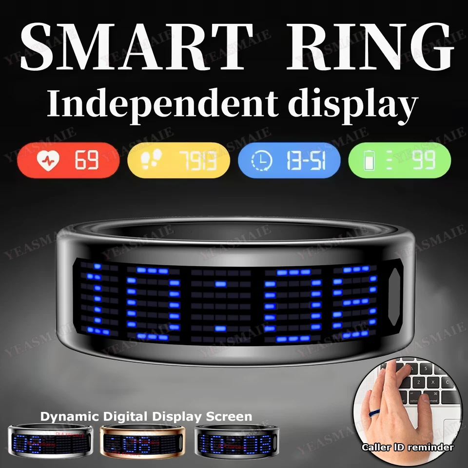 Call ID Reminder Smart Ring Heart Rate Blood Pressure Monitor Men Women Smartring 5ATM Waterproof Health Multi Sports Ring HT30
