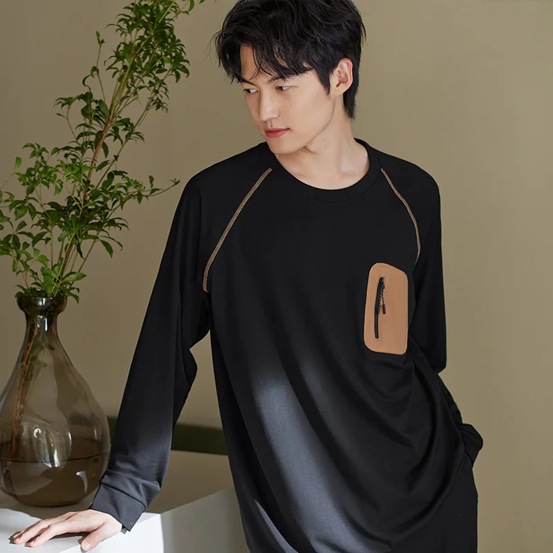 Men Casual Tracksuit Pajamas Set Modal Cotton Male Long-sleeved Spring Autumn Pyjama Loose Men Home Set Sleepwear Tops + Pants