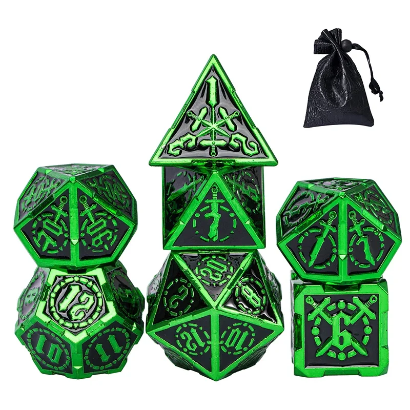 Solid Metal Sword Dices Dungeons and Dragons D4-D20 Polyhedral Dice Set for D&D Role Playing Game Pathfinder Board Games MTG