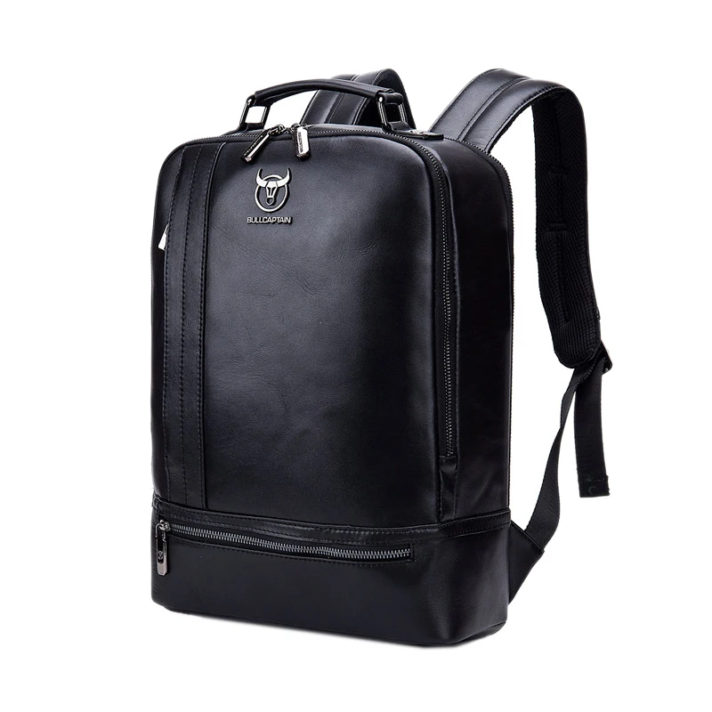 

NEW-Bullcaptain Multifunction Men 15Inch Laptop Leather Backpack Fashion Minimalist Male Backpack Travel Backpack For Men