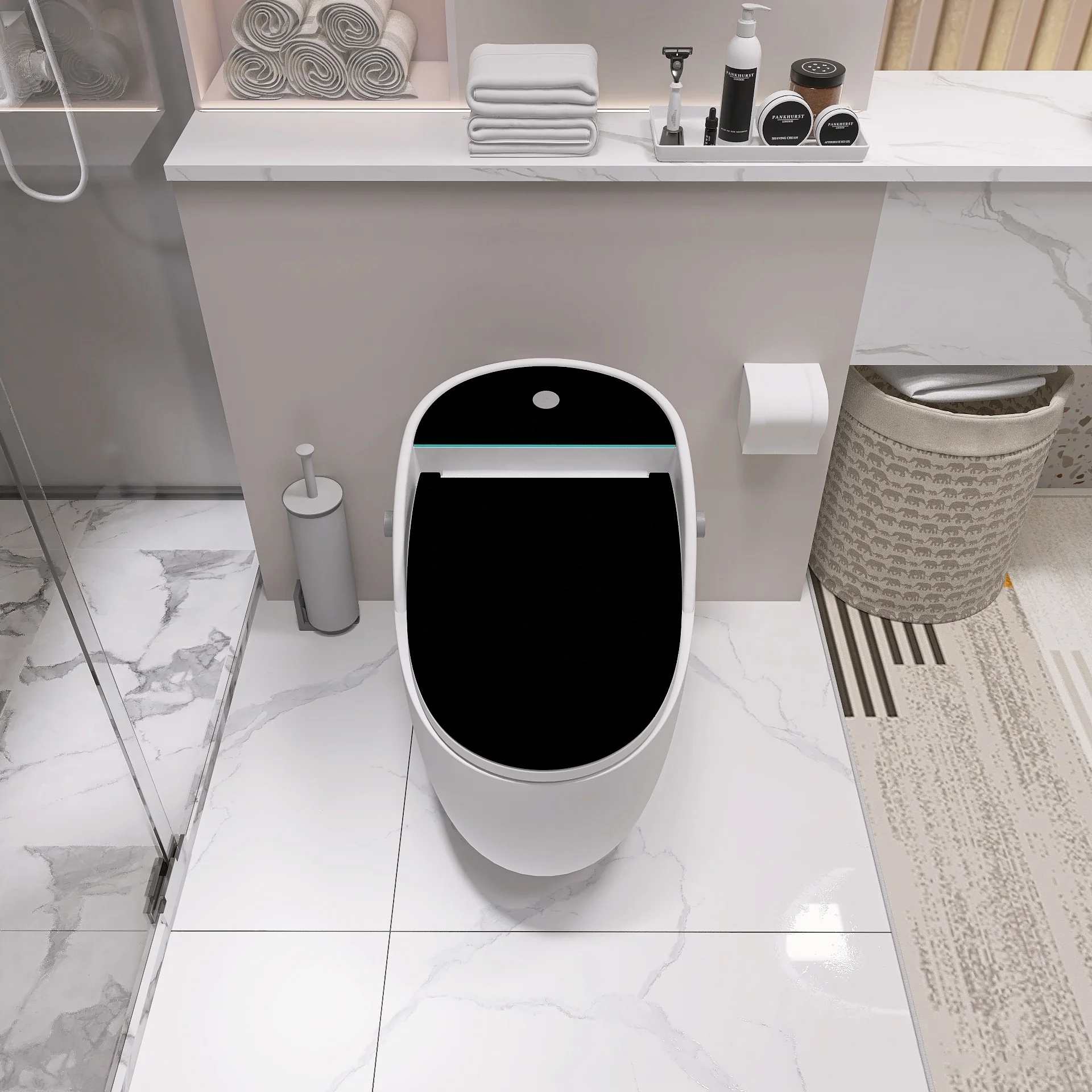 Europe Black Smart Toilet Electronic Intelligent Smart Closestool One Piece Smart Toilet