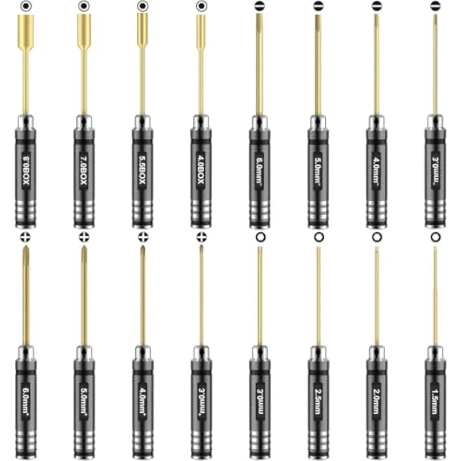 Car Tool Kit - 16pcs Screwdriver Tool Set Includes Flat Phillips Hex Titanium Steel Tool Set Hex Driver Set Tool Kit with Tools