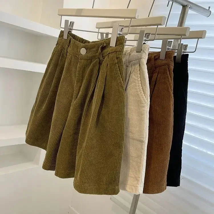 High Waist Women Retro Corduroy Pants Straight Causal Length Trousers Vintage Coffee roupas femininas skorts women goth pants