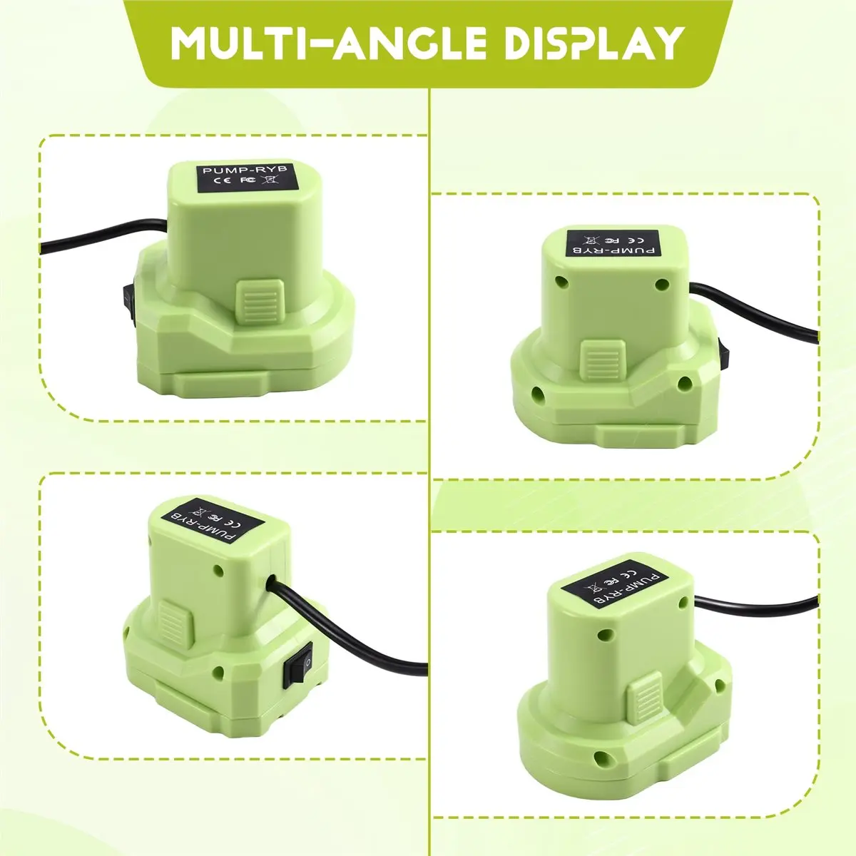 INABEZ Water Transfer Pump for Ryobi Li-Ion Battery Powered Deep Well Submersible Water Pump for Garden, Camping, Kiddie Pool